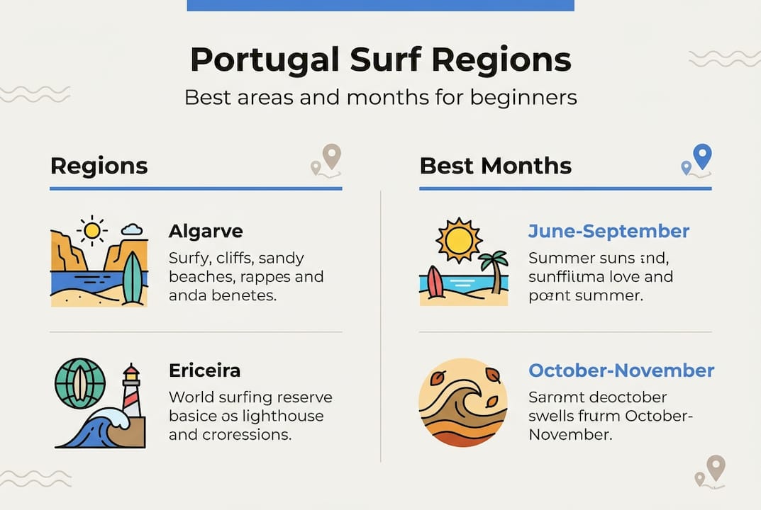 Infographic Portugal surf regions and top months
