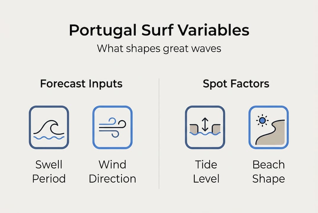 Infographic key surf variables Portugal