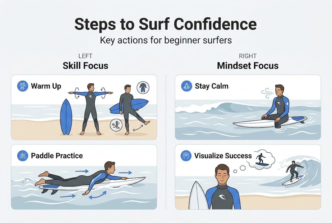 Infographic steps to build surf confidence