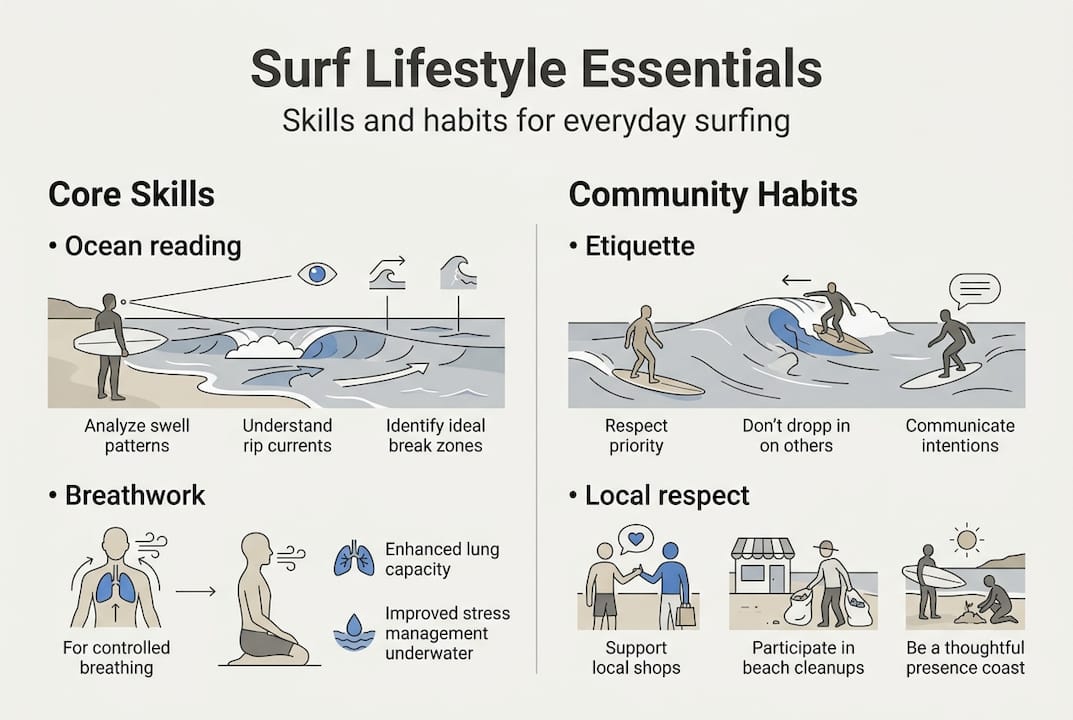 Infographic surf skills and habits overview