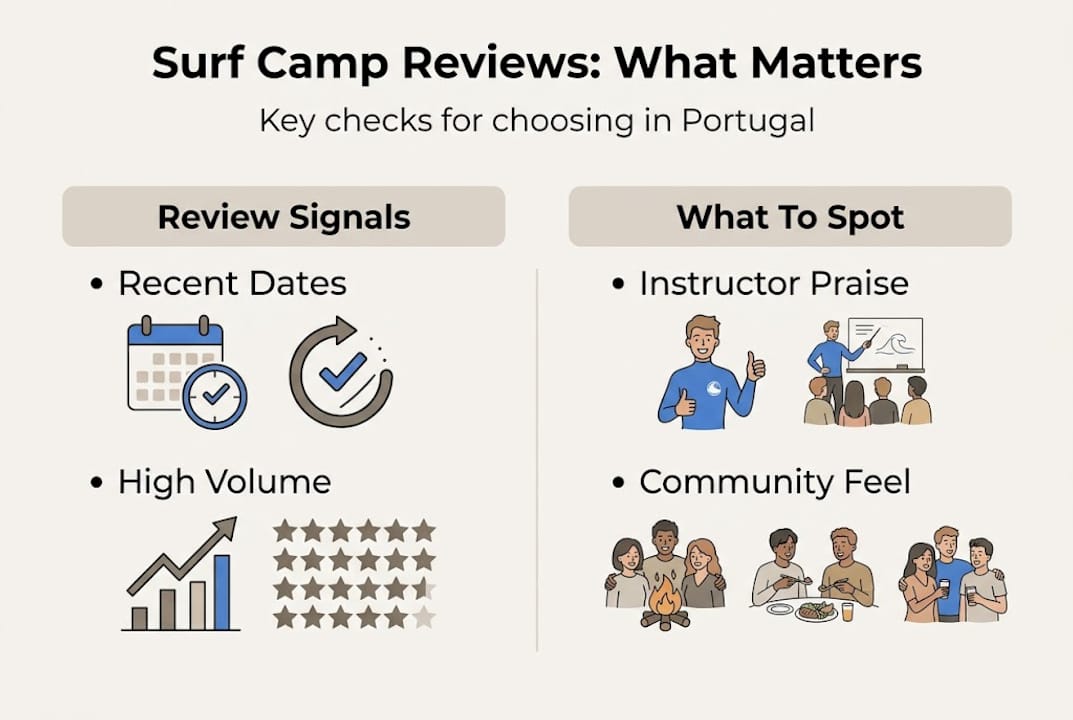 Infographic surf camp review checklist key points