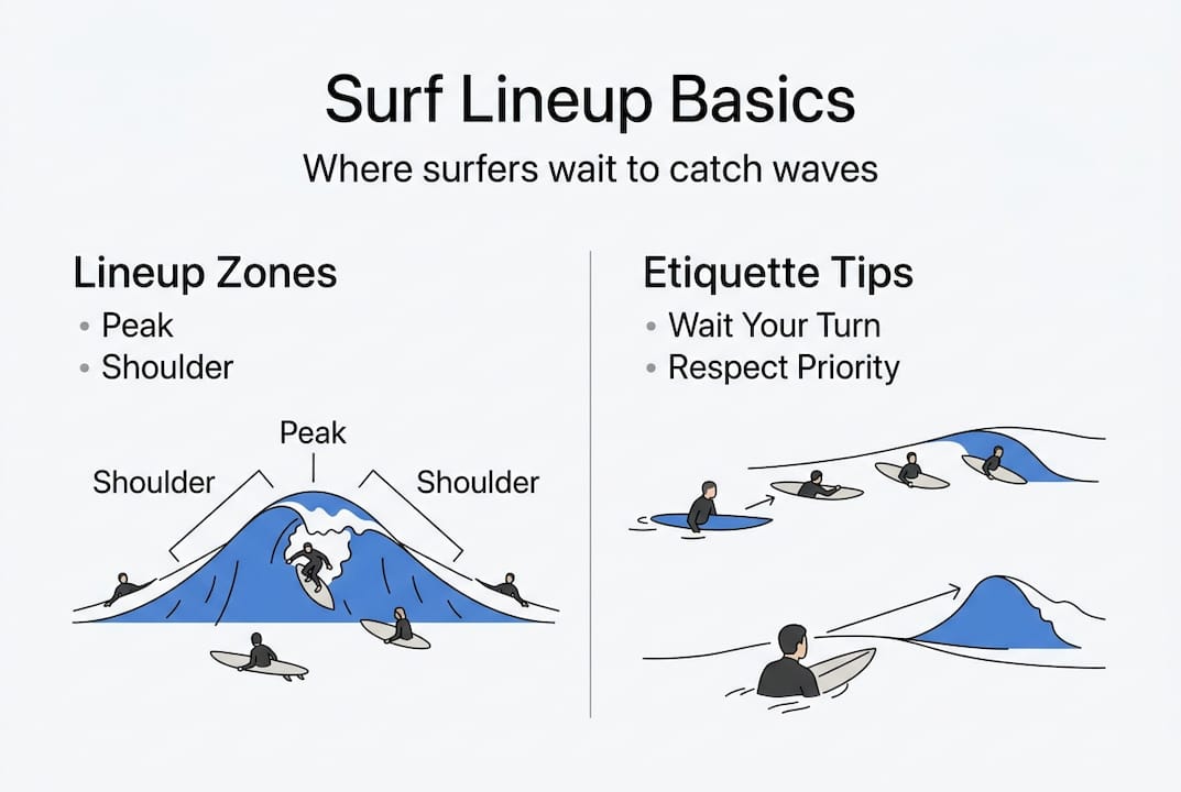 Infographic showing surf lineup basics