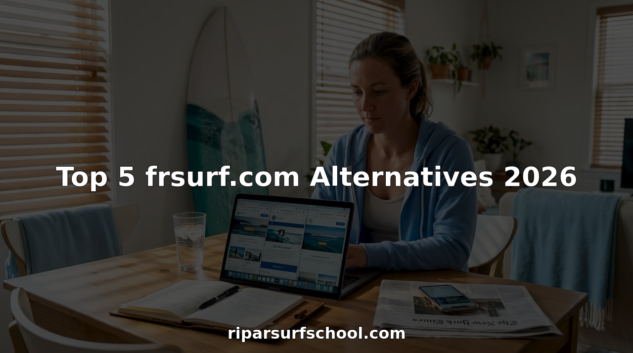 Woman compares surf school websites at home