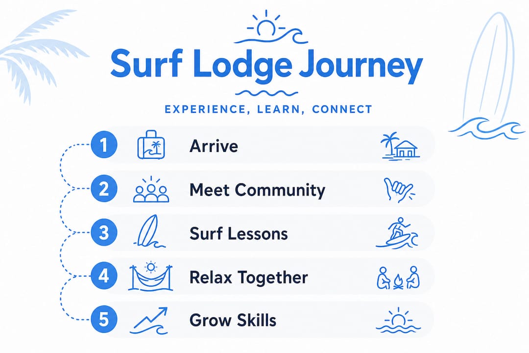 Infographic showing surf lodge journey steps