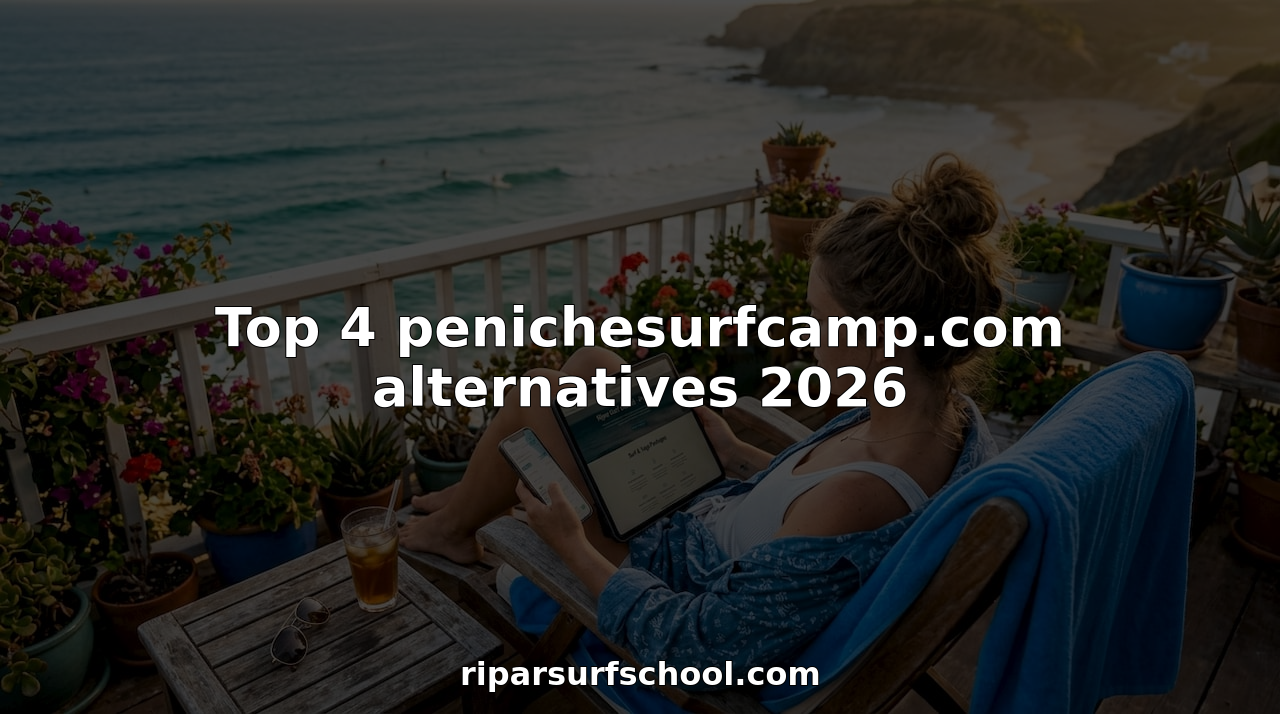 Woman researching surf camp alternatives online