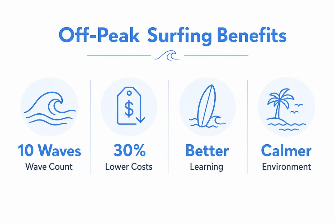Infographic showing main off-peak surfing benefits