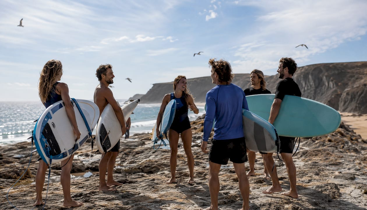 Travelers preparing to join beach activities