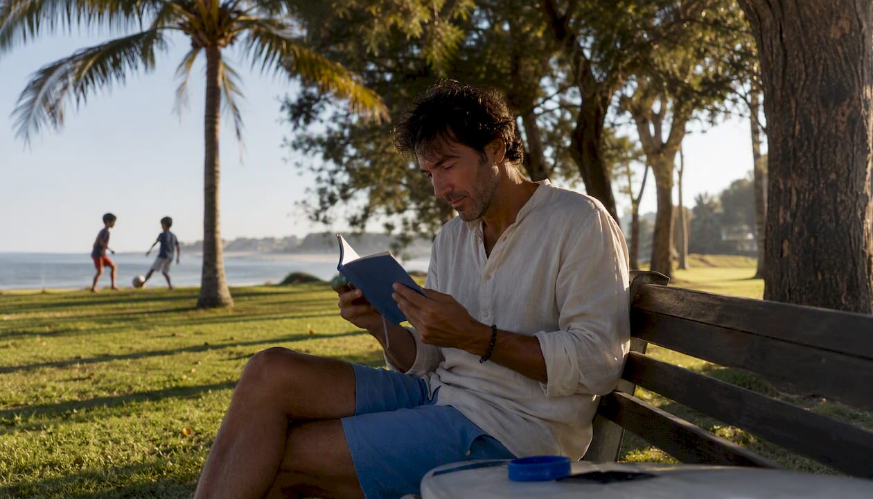 Traveler verifying surf instructor certifications via smartphone