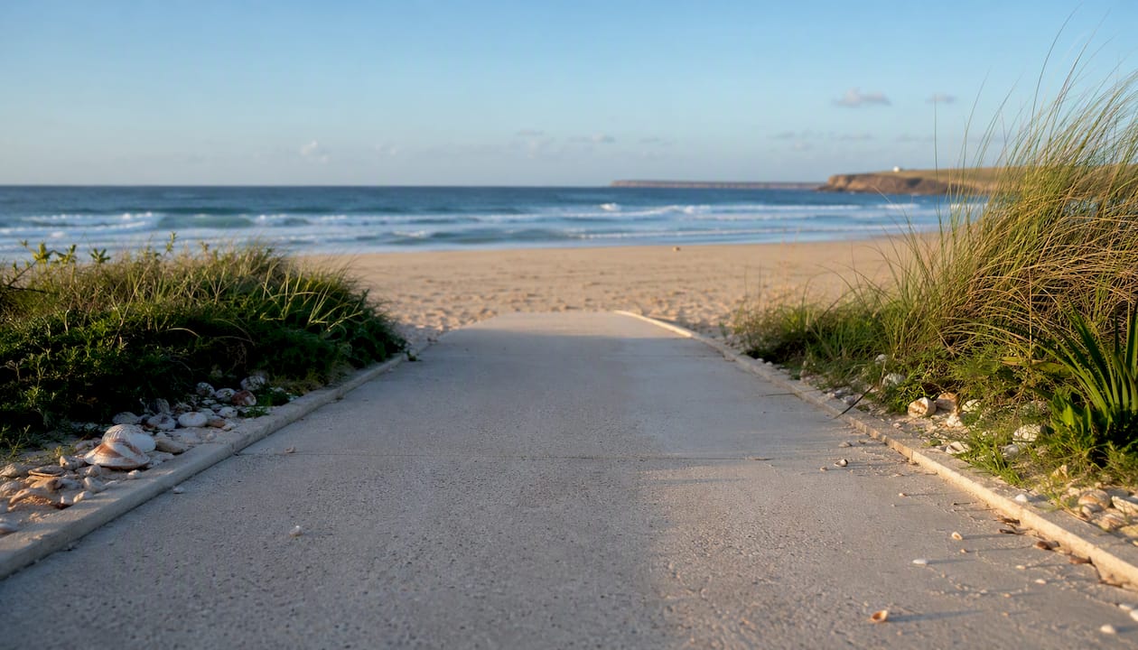 Wheelchair accessible beach ramp at Baleal