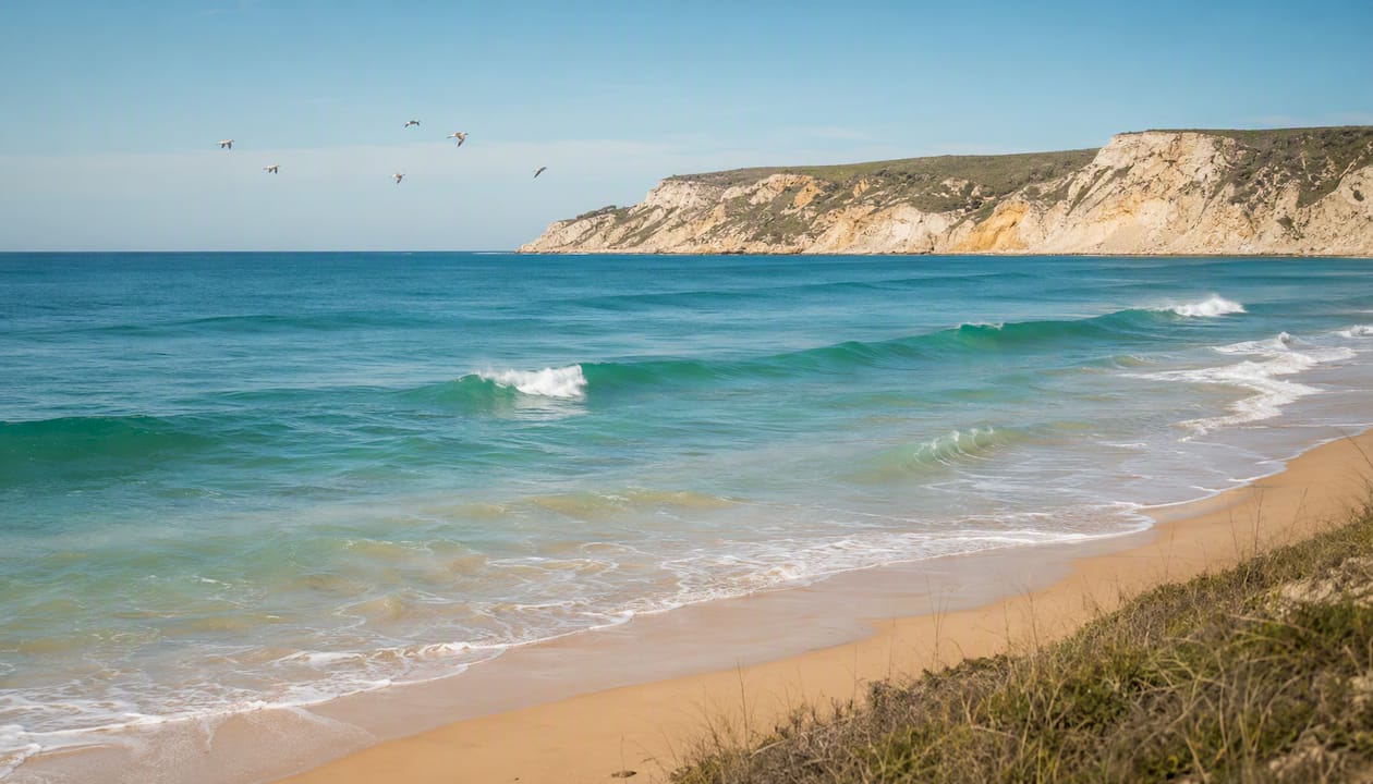 Areia Branca beach break waves and sandbars