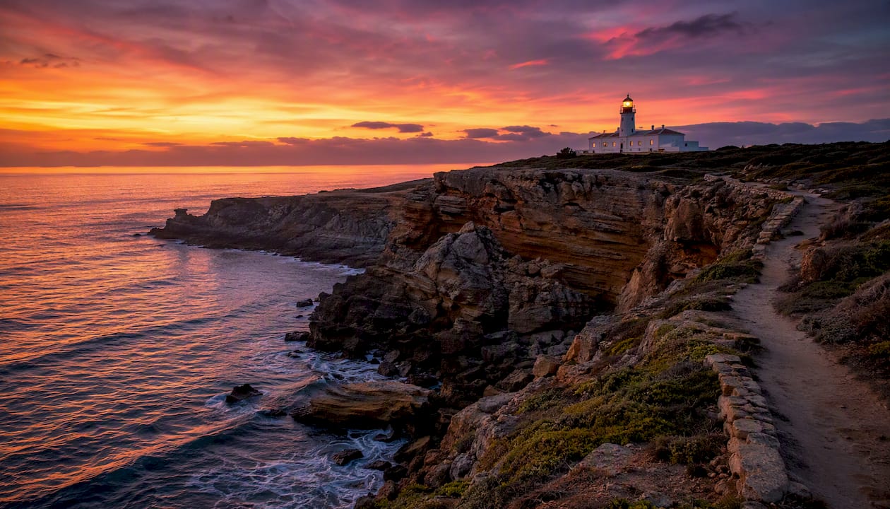 Cabo Carvoeiro lighthouse and cliff layers