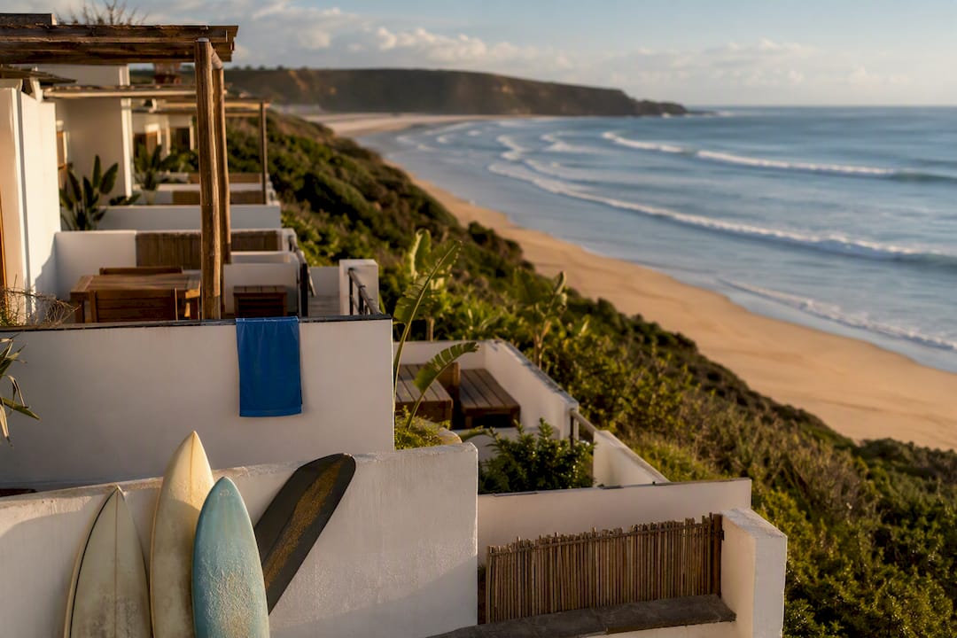 Portuguese surf camp above seasonal Atlantic waves