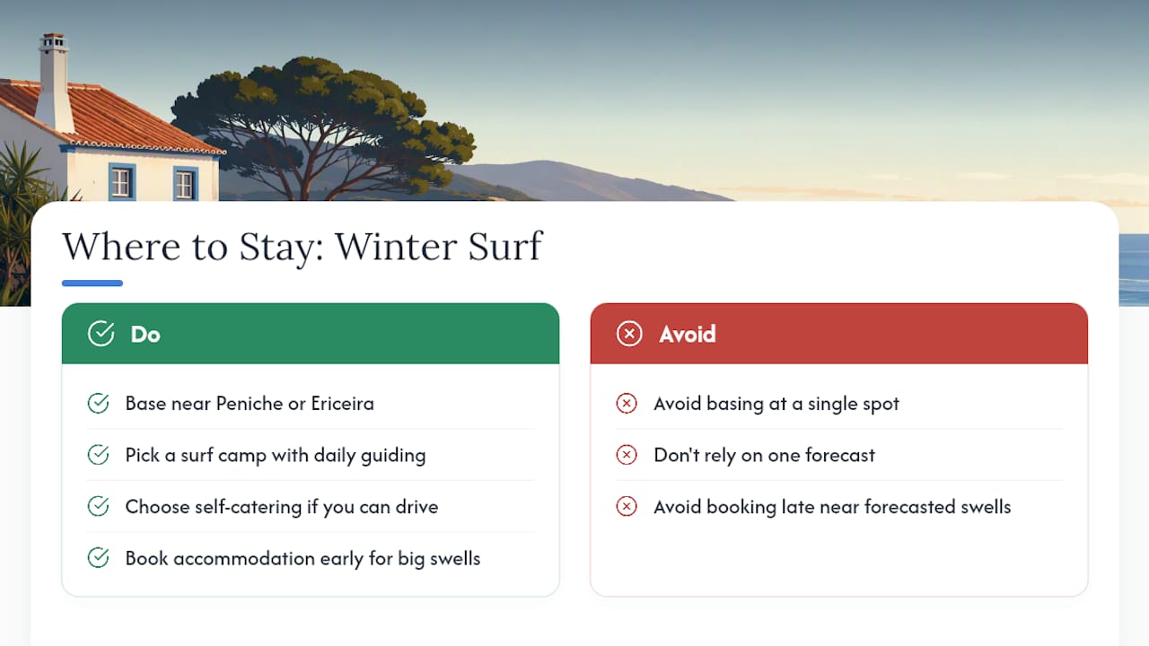 Where to Stay for a Winter Surf Trip — overview diagram