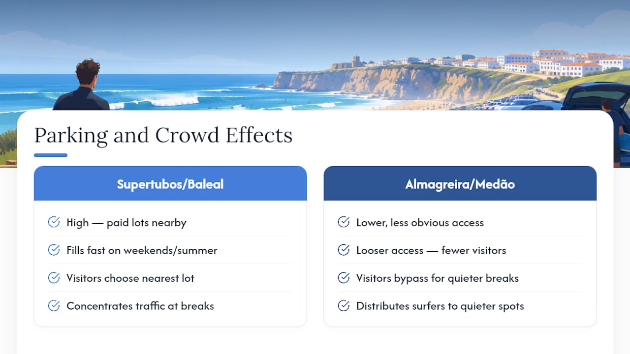 Peniche parking access and crowd distribution