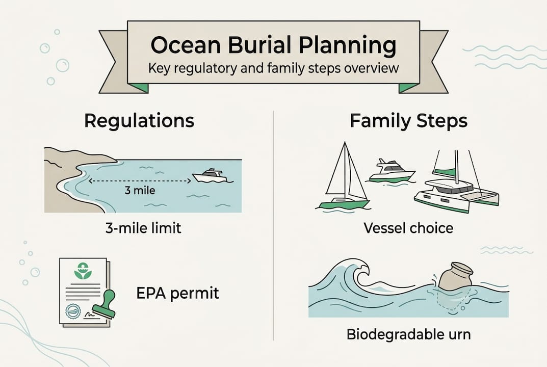 Infographic on ocean burial planning steps