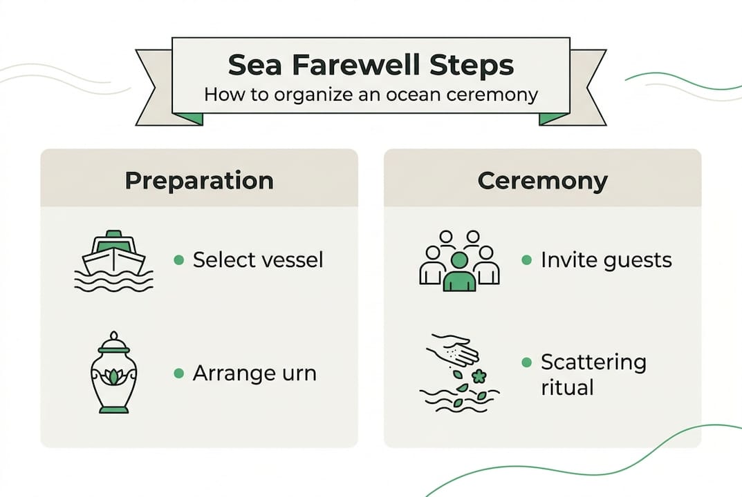 Infographic showing steps for sea memorial