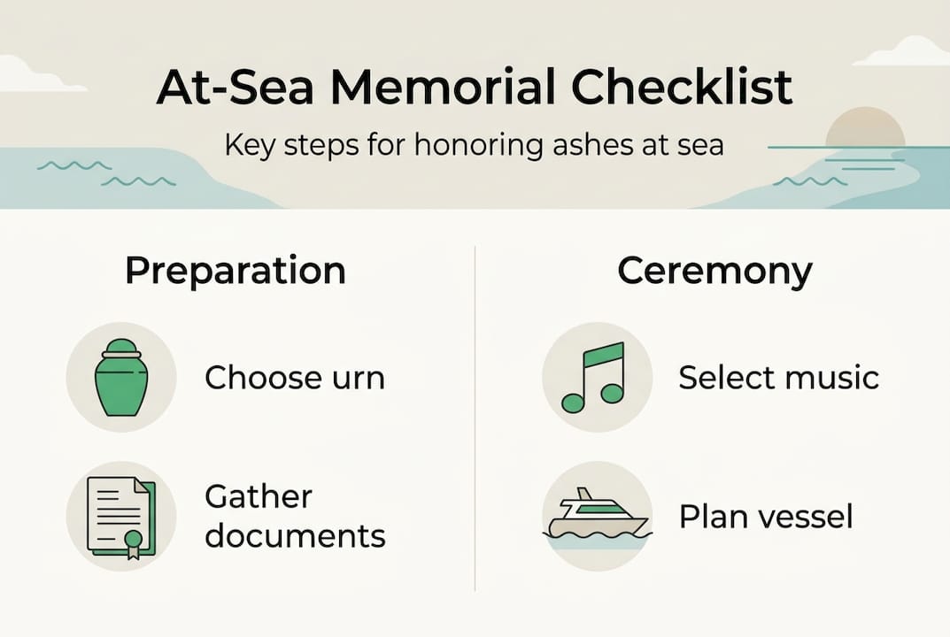 Infographic with at-sea memorial planning steps