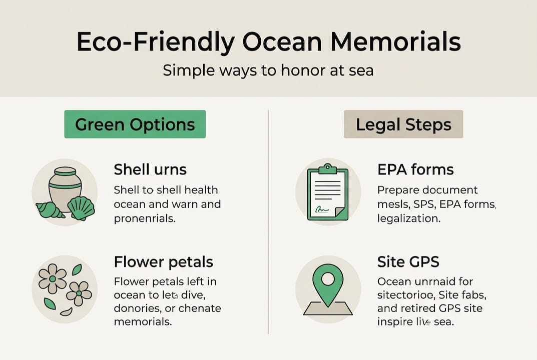 Infographic eco options and legal steps for ocean memorials