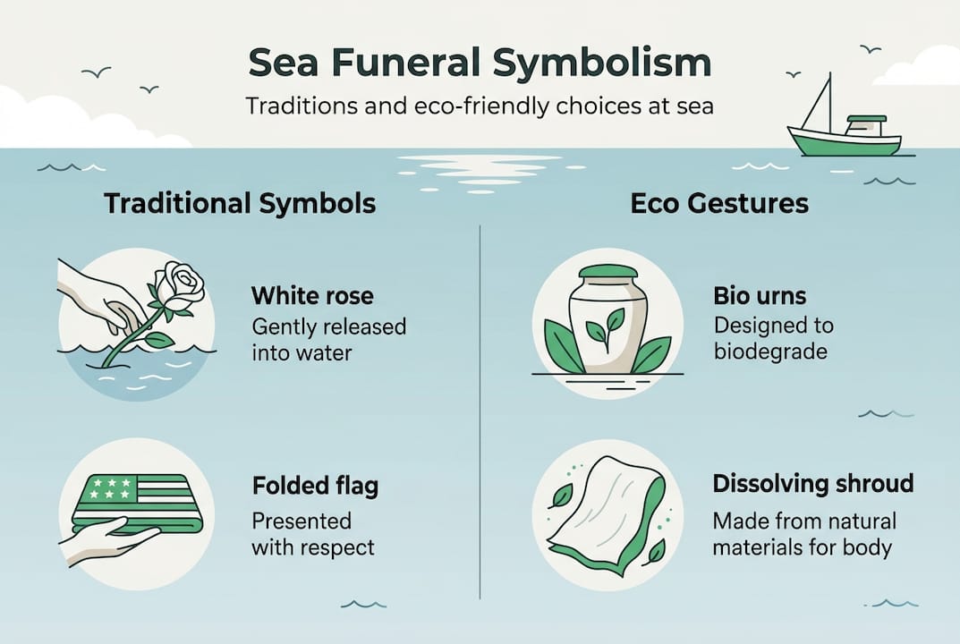 Infographic sea funeral symbolism and eco options