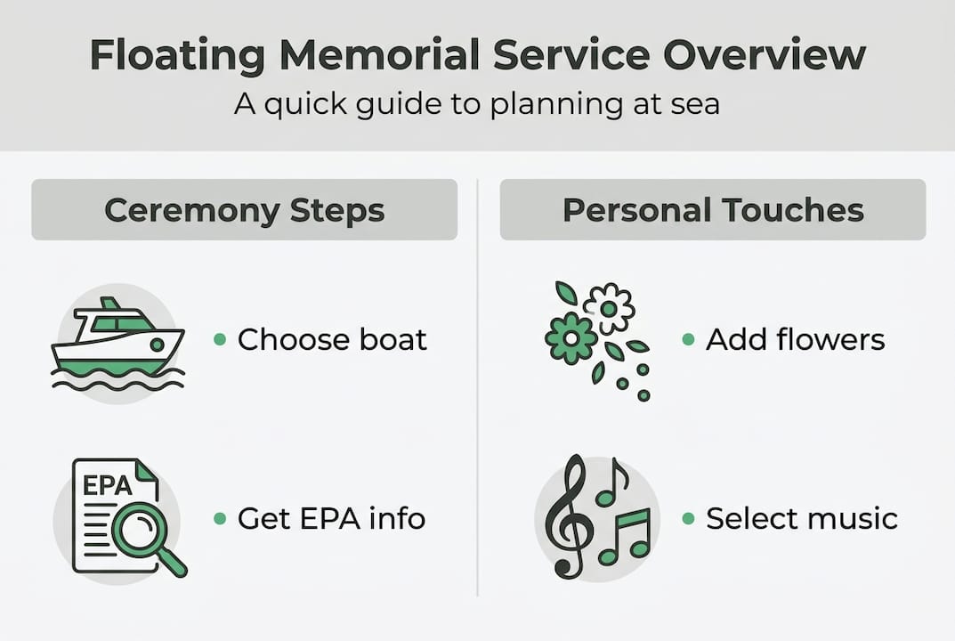 Infographic with floating memorial planning steps