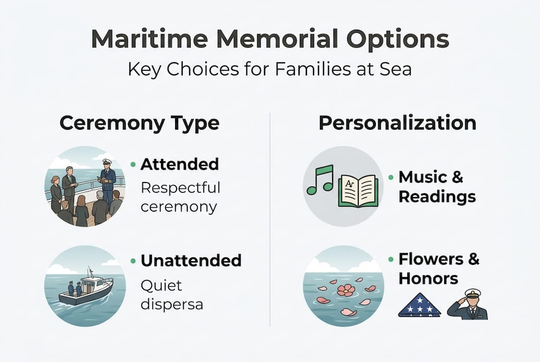 Infographic outlining maritime memorial key options