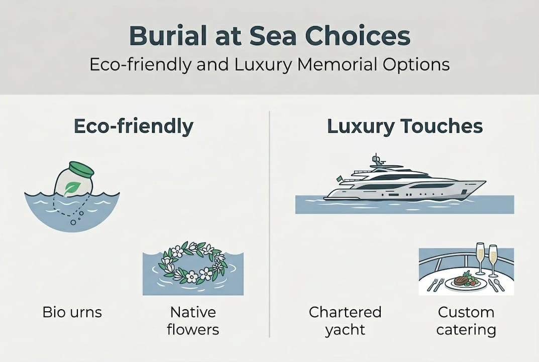 Infographic compares eco and luxury funeral options
