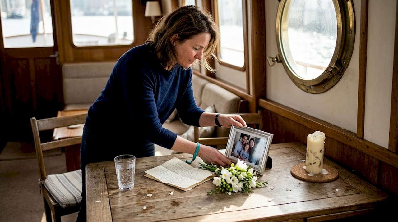 Personal touch memorial setup on yacht