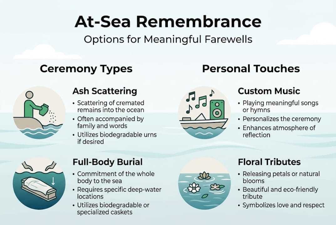 Infographic outlining at-sea remembrance options