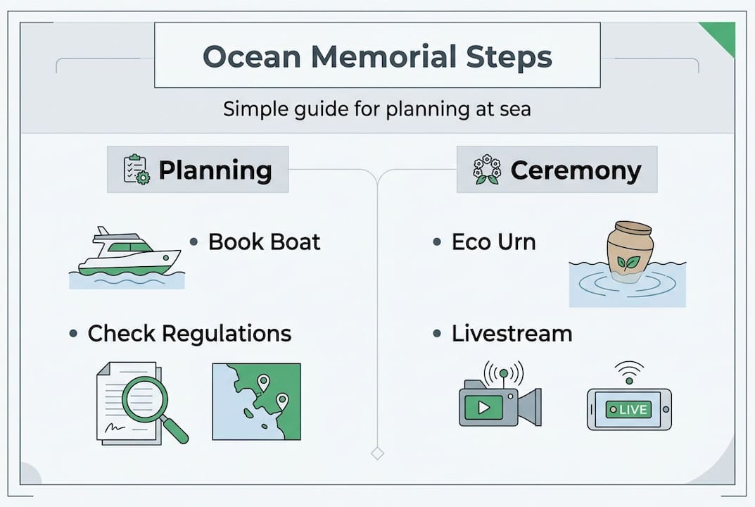 Infographic shows basic steps for ocean memorial