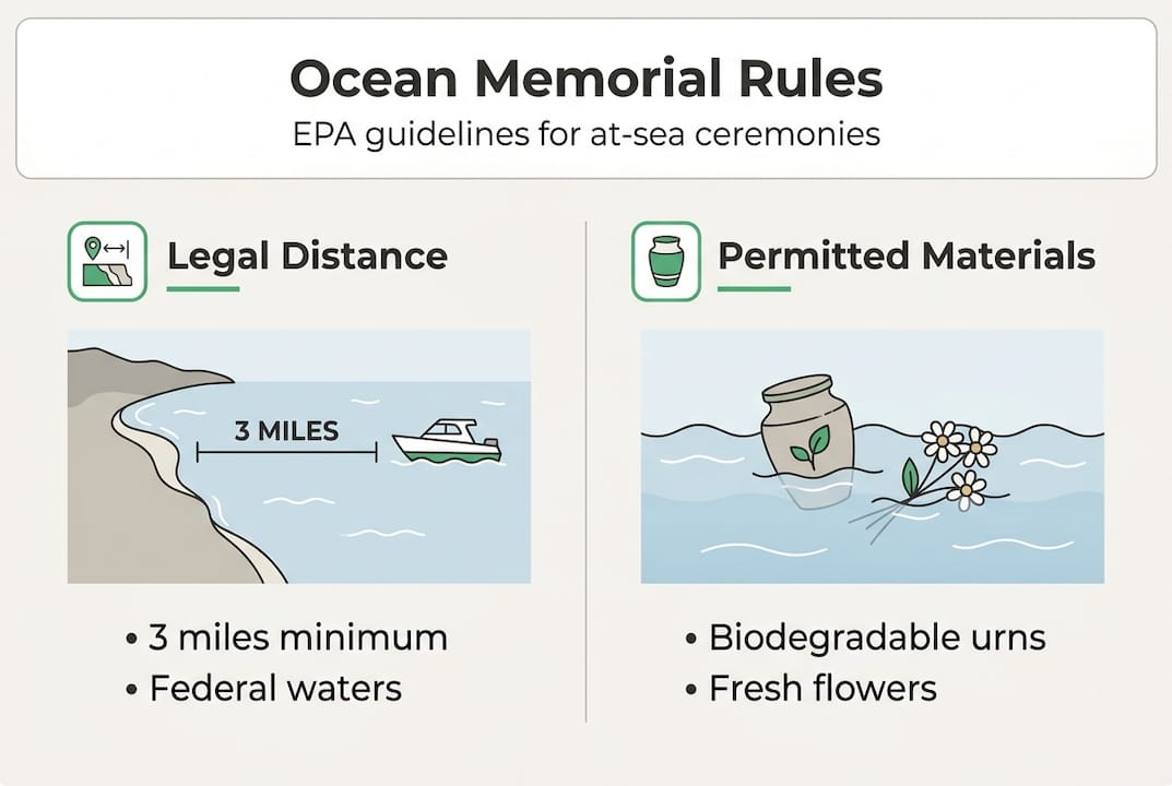 Infographic showing EPA rules for ocean memorials