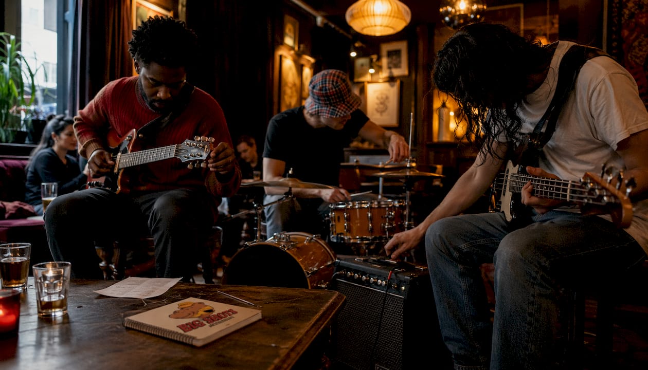 Musicians preparing at PARLOUR Amsterdam venue