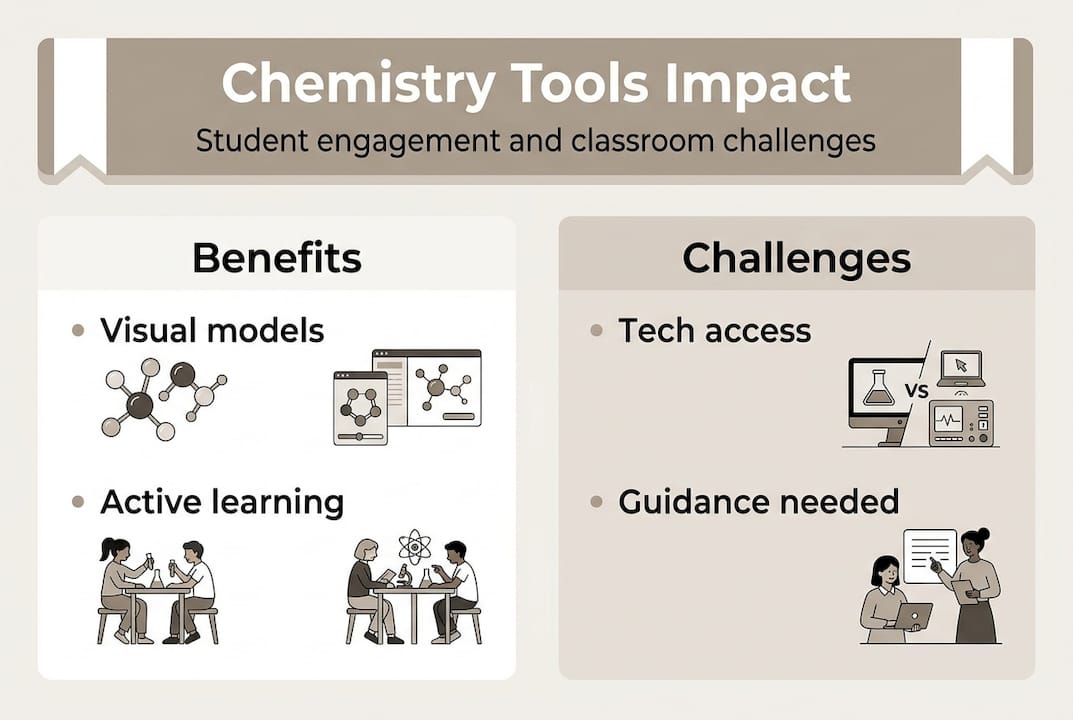 Infographic showing chemistry tool benefits and challenges