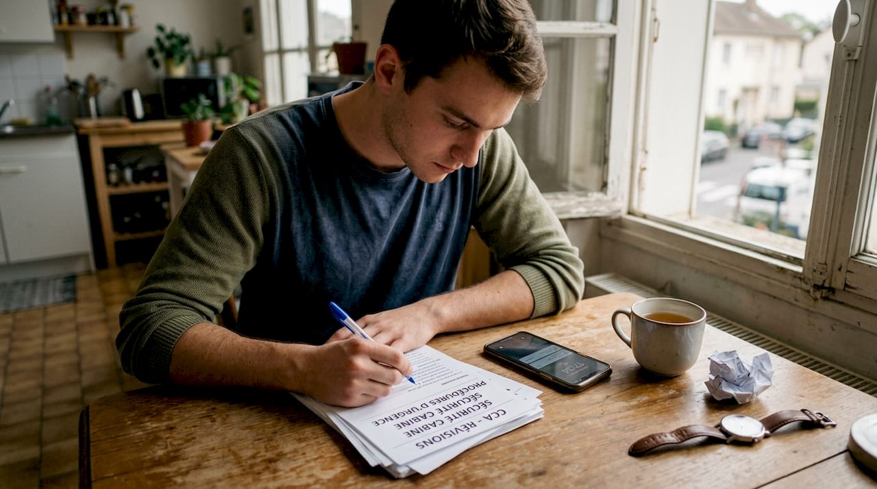 Futur PNC, je révise mes cours du CCA tranquillement à la maison.
