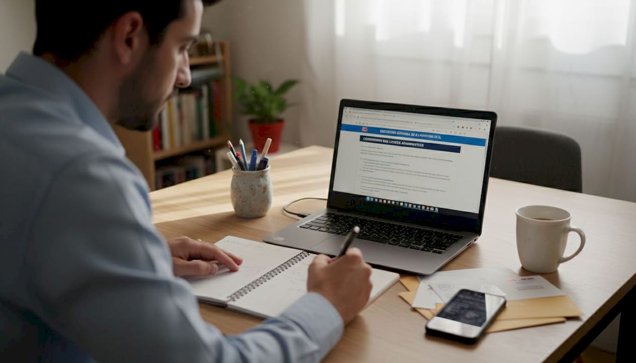 Un homme consulte le site officiel pour vérifier la validité de ses certifications aéronautiques.