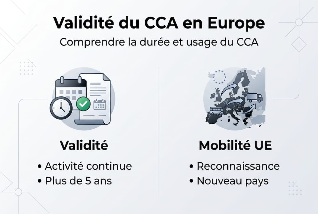 Présentation graphique sur la validité et la mobilité du CCA en Europe