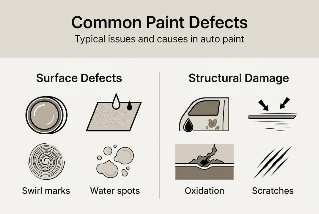 Infographic showing common car paint defects