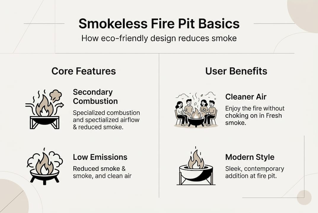 Infographic showing smokeless fire pit benefits