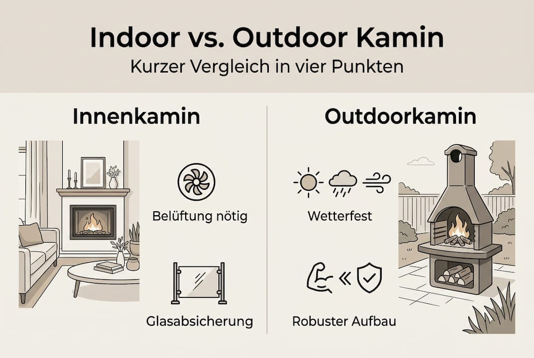 Vergleich: Innen- und Außenkamine auf einen Blick