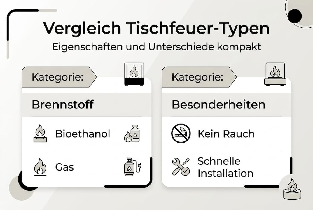 Übersicht: Verschiedene Arten von Tischfeuern und ihre Besonderheiten