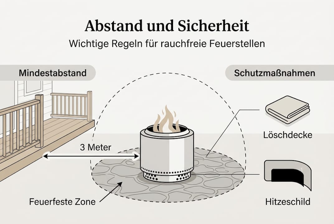 Infografik: So halten Sie den richtigen Sicherheitsabstand zur Feuerstelle ein