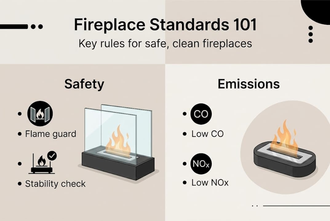 Infographic: fireplace safety and emissions key points