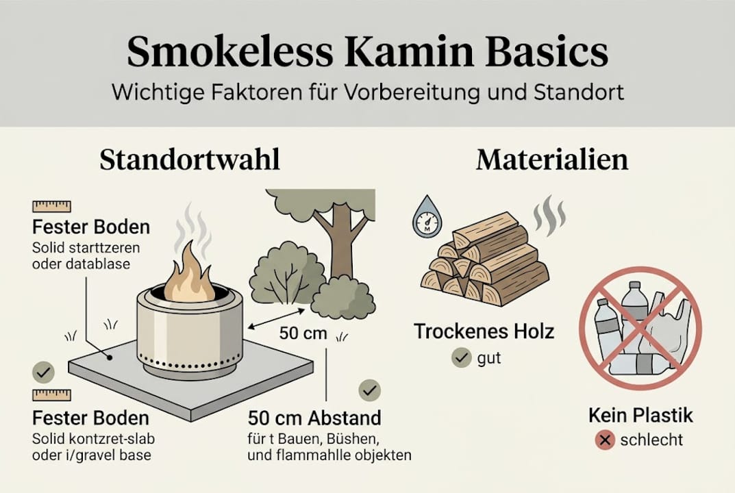 Infografik: Wichtige Tipps zur Auswahl des richtigen Standorts und zur optimalen Vorbereitung für den Kamin