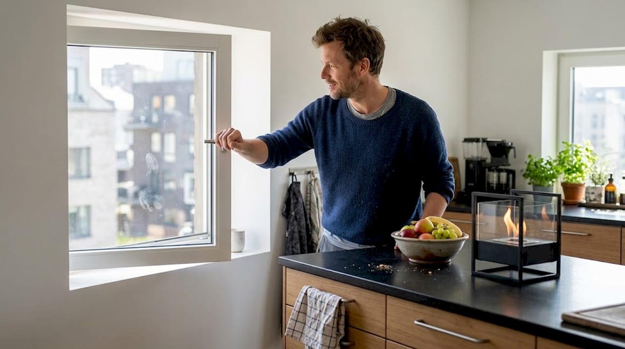 Für eine sichere Belüftung das Küchenfenster regelmäßig öffnen