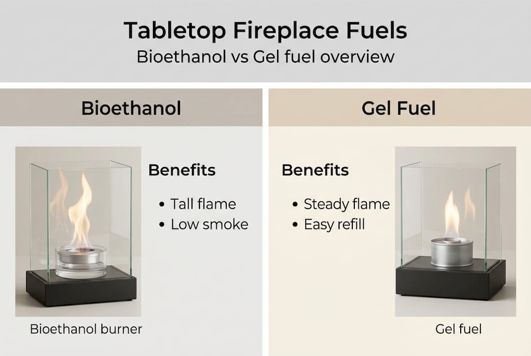 Infographic comparing fireplace fuel types