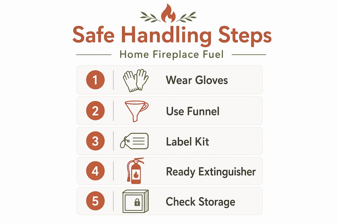 Infographic outlining fireplace fuel safety steps