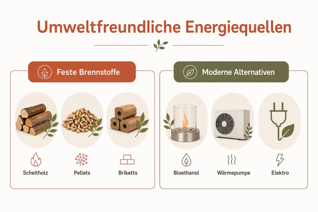 Umweltbilanz verschiedener Kamin-Brennstoffe im Überblick – eine anschauliche Infografik