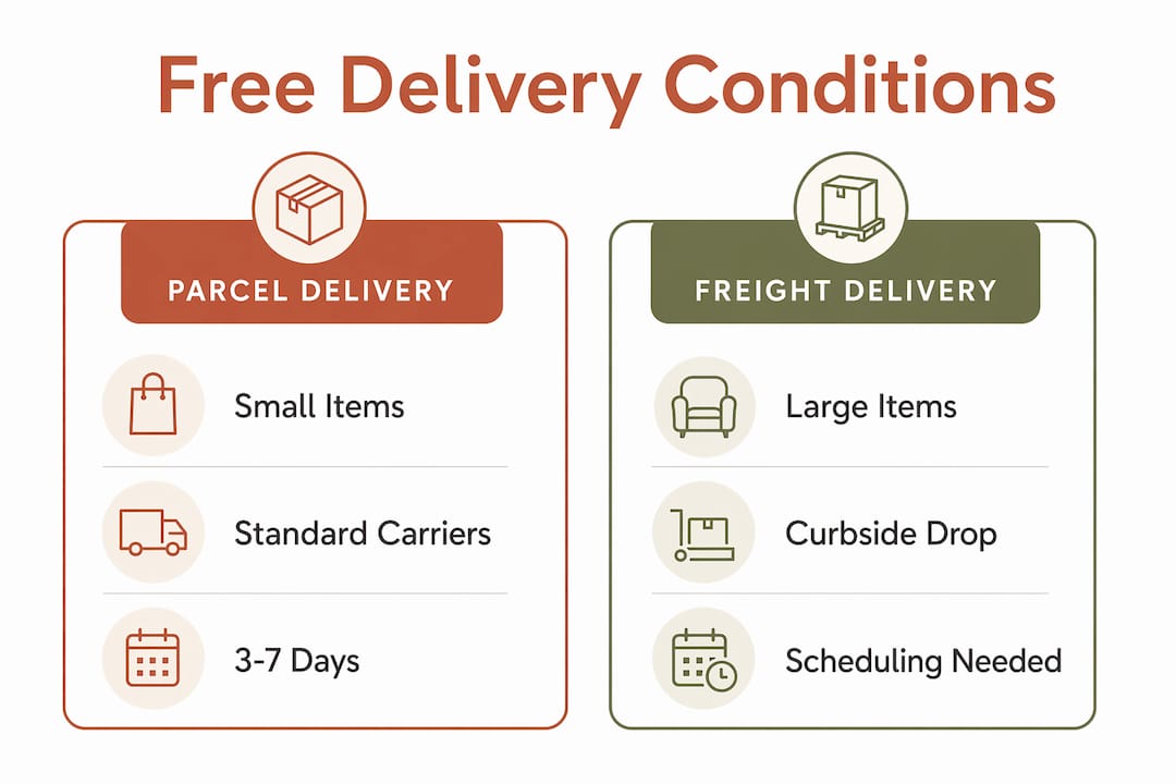 Infographic comparing fireplace parcel vs. freight delivery