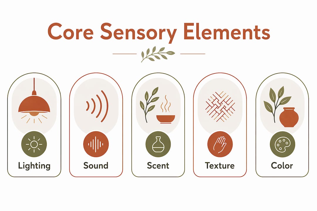 Infographic illustrating core sensory elements of home ambiance