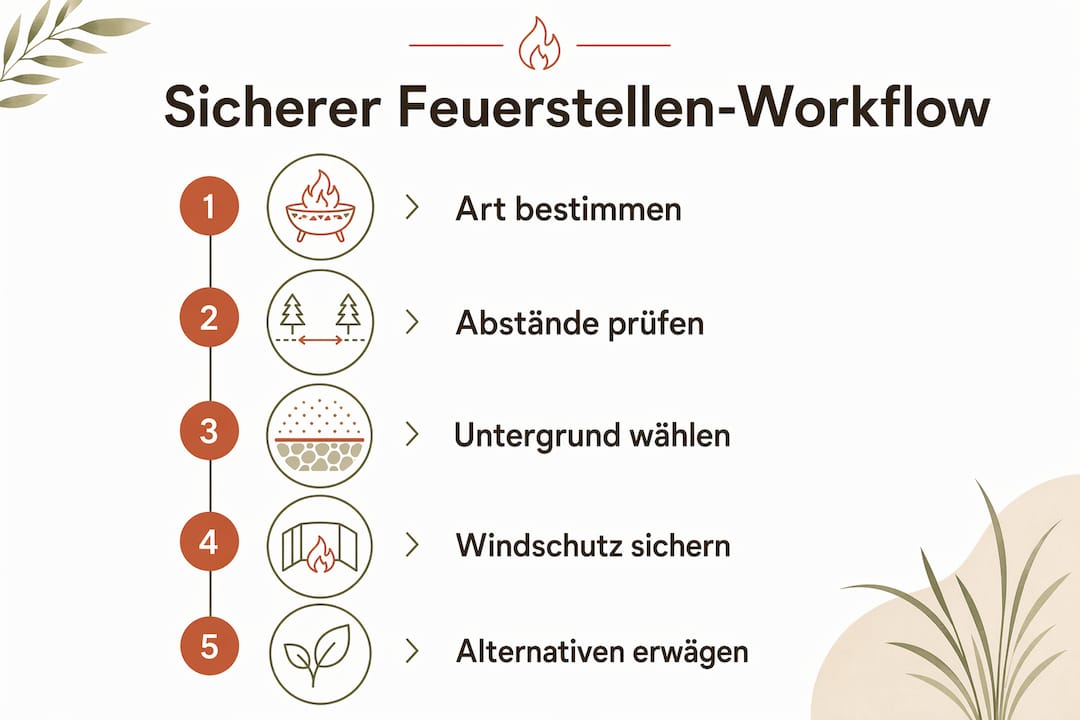 Grafik: So gestalten Sie den sicheren Umgang mit Feuerstellen – Schritt für Schritt erklärt