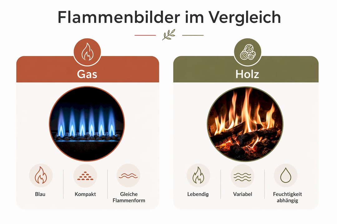 Vergleichende Übersicht: So unterscheiden sich die Flammenbilder verschiedener Brennstoffe